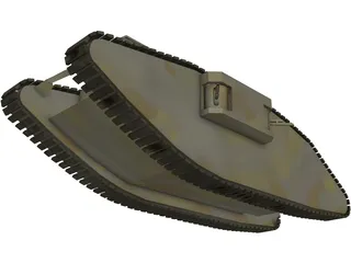 British MK1 World War 1 Era Tank 3D Model