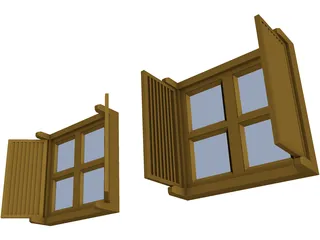 Double Shutter Window 3D Model