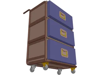 Trolley with removable drawer units 3D Model