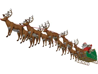 Santa and Sleigh 3D Model