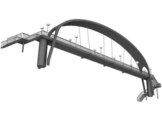 Suspension Arch Walkway Bridge 3D Model