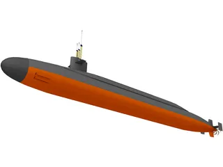 Ohio SSBN Nuclear Ballistic Missile Submarine 3D Model