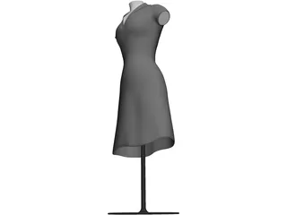 Female Mannequin Bust and Dress 3D Model