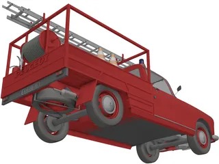 Peugeot Pickup Fire Truck 3D Model