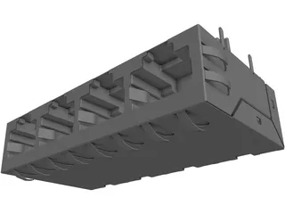 RJ-45 Connector 1x4 3D Model