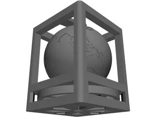 Globe in Cube Frame 3D Model