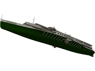 Rheundampfer Goethe Steam Ship 3D Model