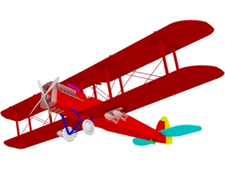 Biplane Curtiss Jenny 3D Model