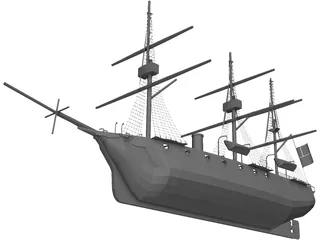 Esmeralda Wooden Ship 3D Model