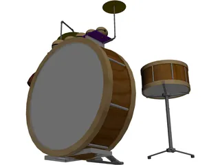 Antique Drum Kit 3D Model