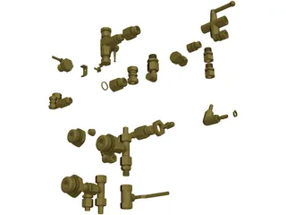 Pipe Couplings Set 3D Model