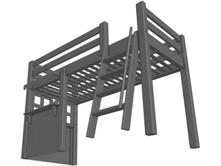 Loft Bed Children with Store 3D Model