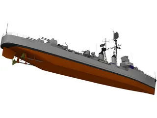 Destroyer Forbin 1958 3D Model