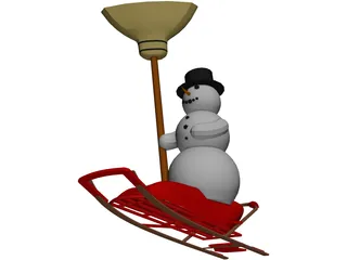 Snowman on a Snow Sled 3D Model