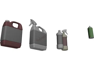 Spray Bottles 3D Model