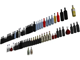 Bar Bottles Collection 3D Model