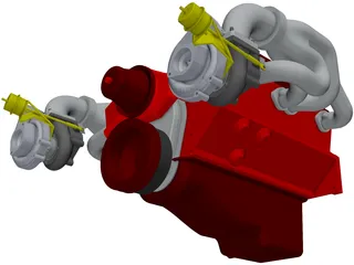 Engine SBC Dual Turbo 3D Model