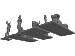 Egyptian Statues 3D Model