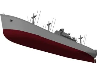 Cargo Ship WWII 3D Model