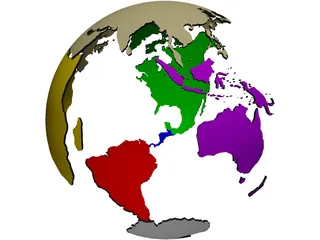 Globe Land Masses 3D Model