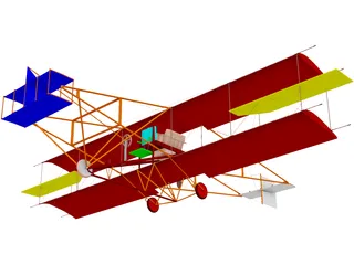 Biplane Curtis Pusher 3D Model