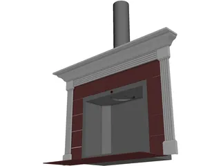 Basic Home Fireplace and Mantle 3D Model