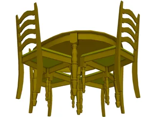 Table with Chairs 3D Model