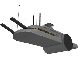 Steamboat SideWheel (1900) 3D Model
