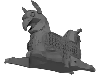 Huma Bird Ancient Persian Sculpture 3D Model