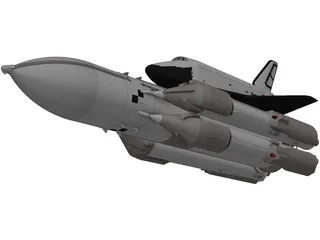 Buran-Energia Space Shuttle with Rocket 3D Model