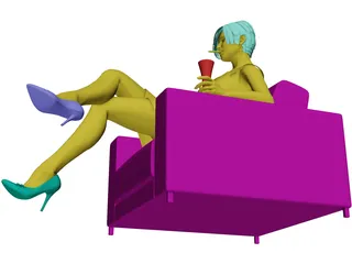 Woman on Chair 3D Model