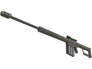 Barrett .50 Cal. Sniper Rifle 3D Model