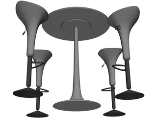 Bar Stool with Table 3D Model