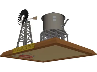 Windmill and Water Tower 3D Model