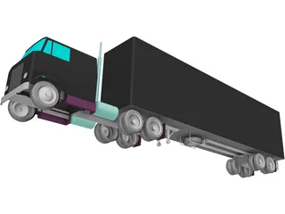 International Complete Trailer Truck 3D Model