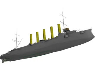 Askold Russian Cruiser (1900) 3D Model