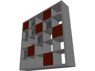 Bookcase Wooden 3D Model