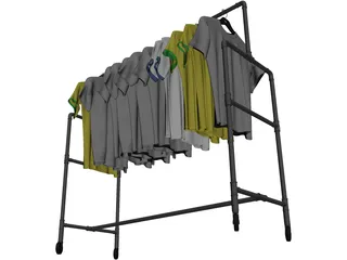 Shirts on Wardrobe 3D Model