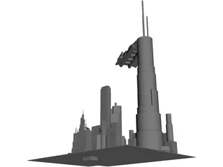 Futuristic Space City 3D Model