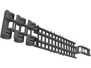 Trailer 3 Axes Flatbed 3D Model