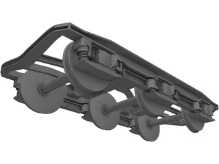 3 Axle Rail Bogie 3D Model