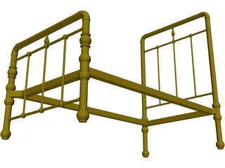 Bed Frame Antique 3D Model