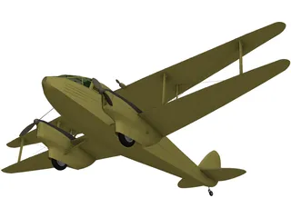 de Havilland D.H.89 Dragon Rapide 3D Model