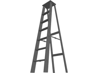 Wooden Step Ladder 3D Model