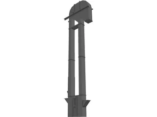 36 Inch Pulley Elevator Leg with Boot and Head 3D Model