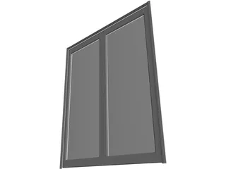 Door Double Sliding Glass 3D Model