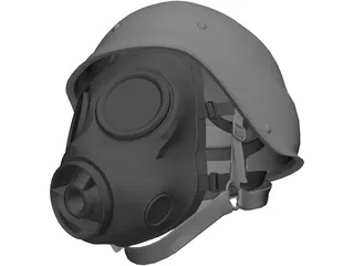 Gasmask with Helmet 3D Model