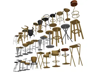 Bar Chairs Collection 3D Model