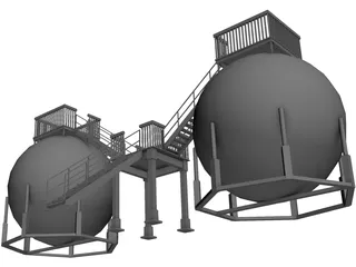 Oil Storage Tanks 3D Model