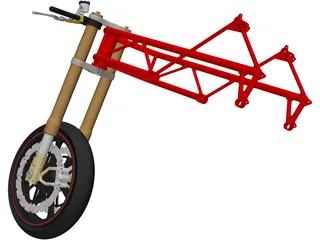 Motorcycle Frame, Wheel and Fork 3D Model